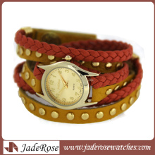 Leather Braded Band Quartz Brand Watch for Ladies